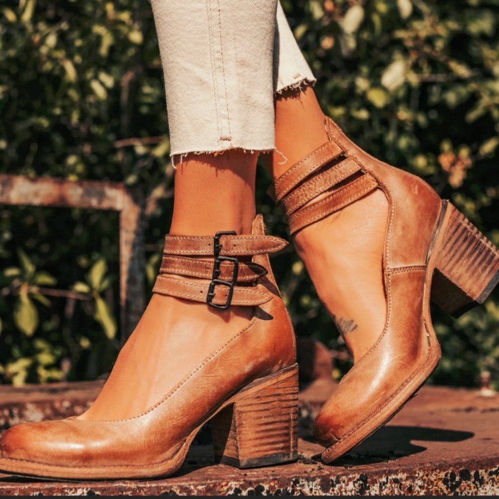Freebird Randi Tan Leather Mary Jane Heels